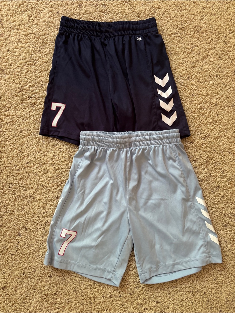 Hummel Navy and Light Blue Athletic Shorts Duo